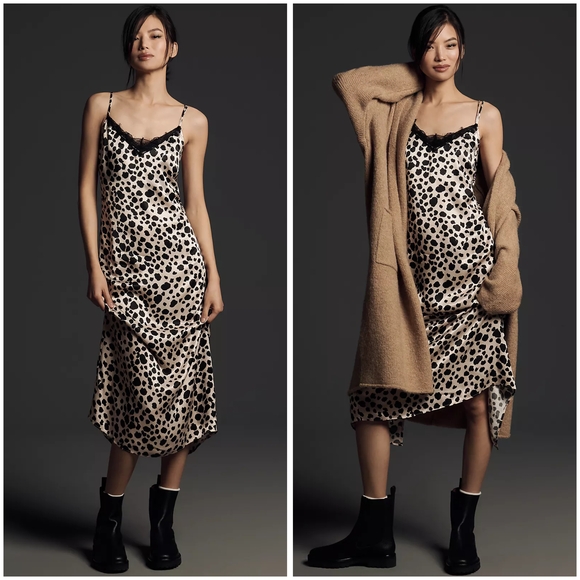 Anthropologie, V-Neck Open-Back Slip Midi Dress - Picture 1 of 2